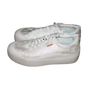 Dr Scholl's For Now Platform Sneakers Women's Size 10 Metallic Silver 10M